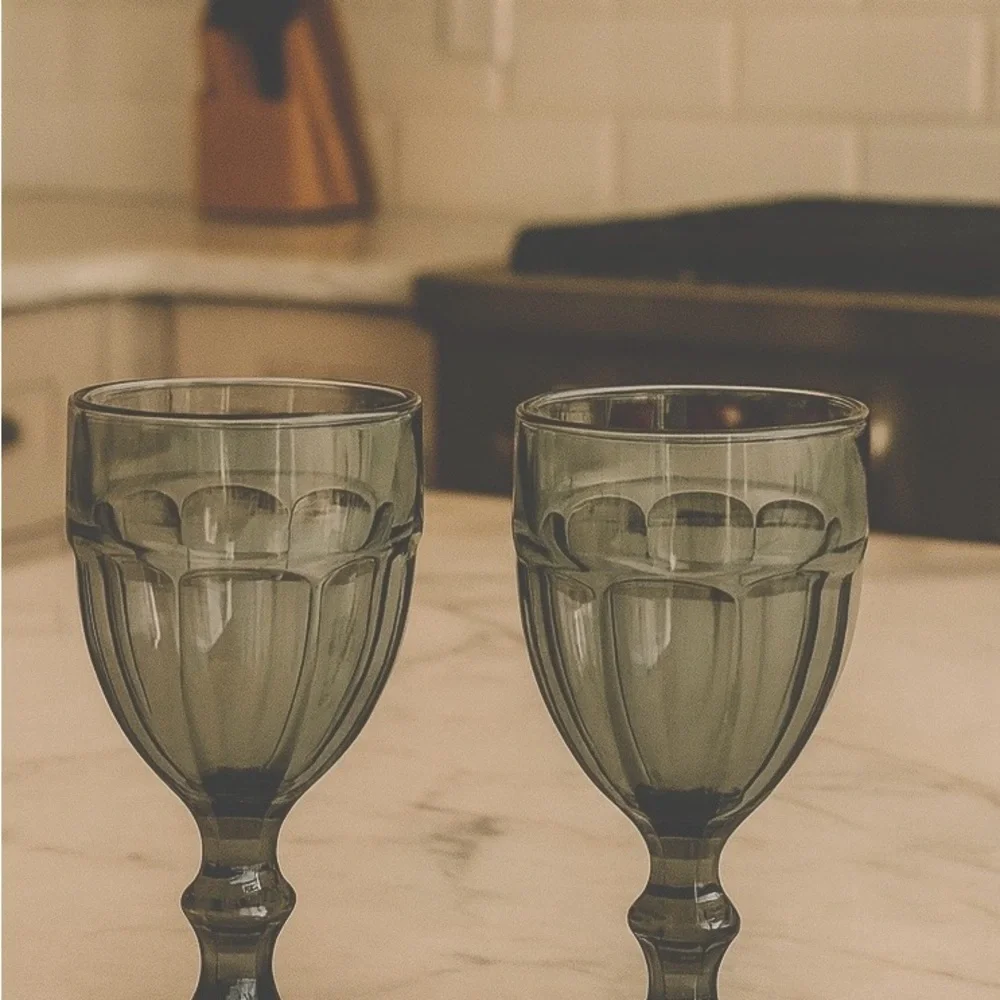 Libbey Gibraltar Smoke Water Goblets | Vintage Glass Set of 2 | 16.25 oz